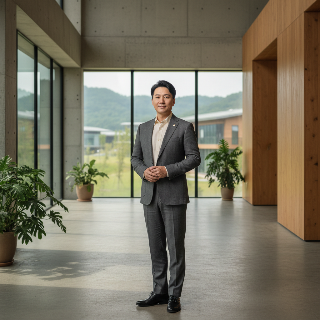 企業領導者在明亮辦公空間展現數位轉型的決心與專業