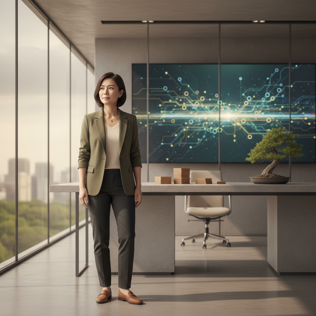 女性顧問說明數位轉型與領導力發展的關聯性