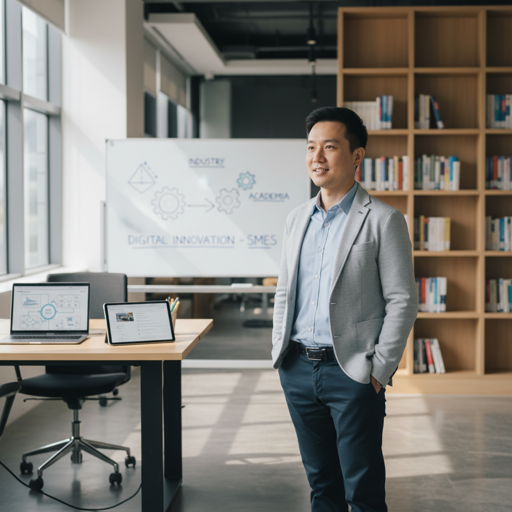 企業管理顧問協助中小企業進行數位轉型策略規劃，透過產學合作優化組織流程