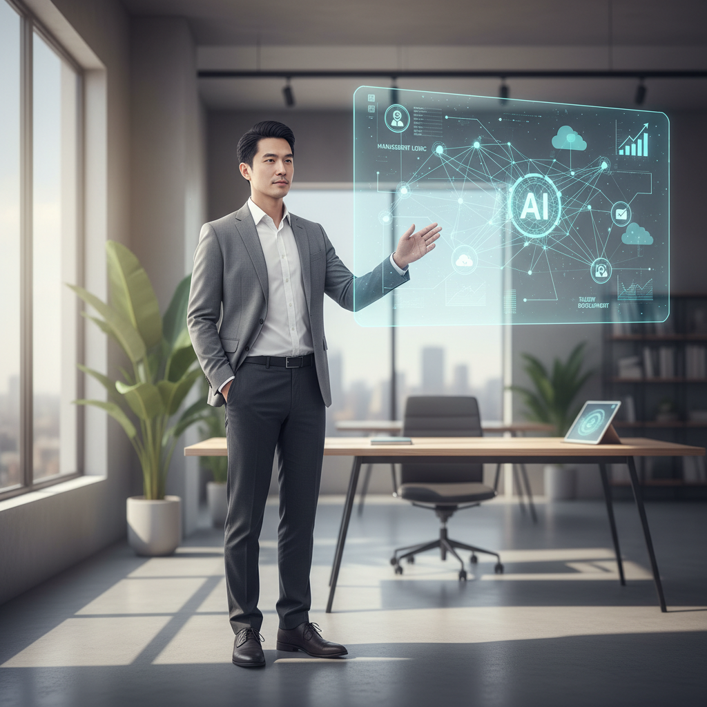 AI 時代企業管理變革從策略、人才到組織的系統性重塑，代表企業在數位浪潮中的轉型旅程